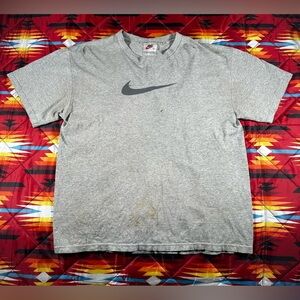 Vintage 90s Nike White Tag Shirt Swoosh Athletic Sports Tee Med Gray Essential